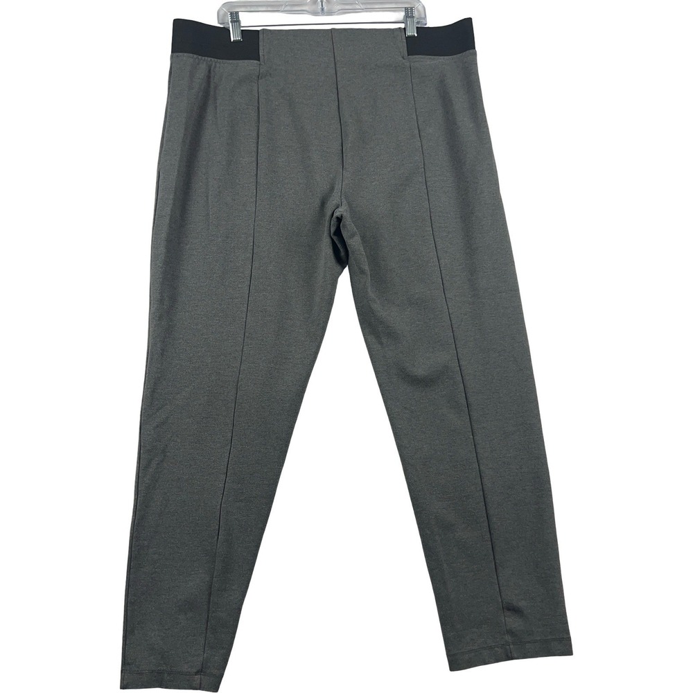 Terra & Sky Pants Womens 1X (16W-18W) Gray Ponte Knit Pull On Elastic Waist